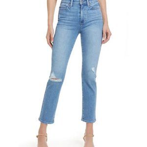 PAIGE Cindy Ripped Straight Leg Jeans Speak Easy Blue 31